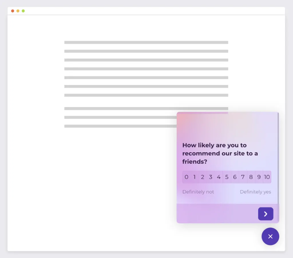 Net Promoter Score Popup Survey
