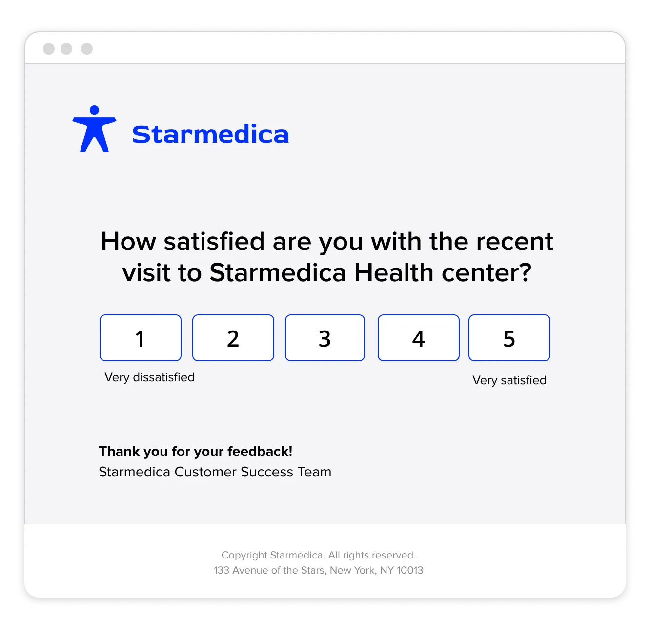 CSAT 1–5 scale customer satisfaction email example built with Responsly