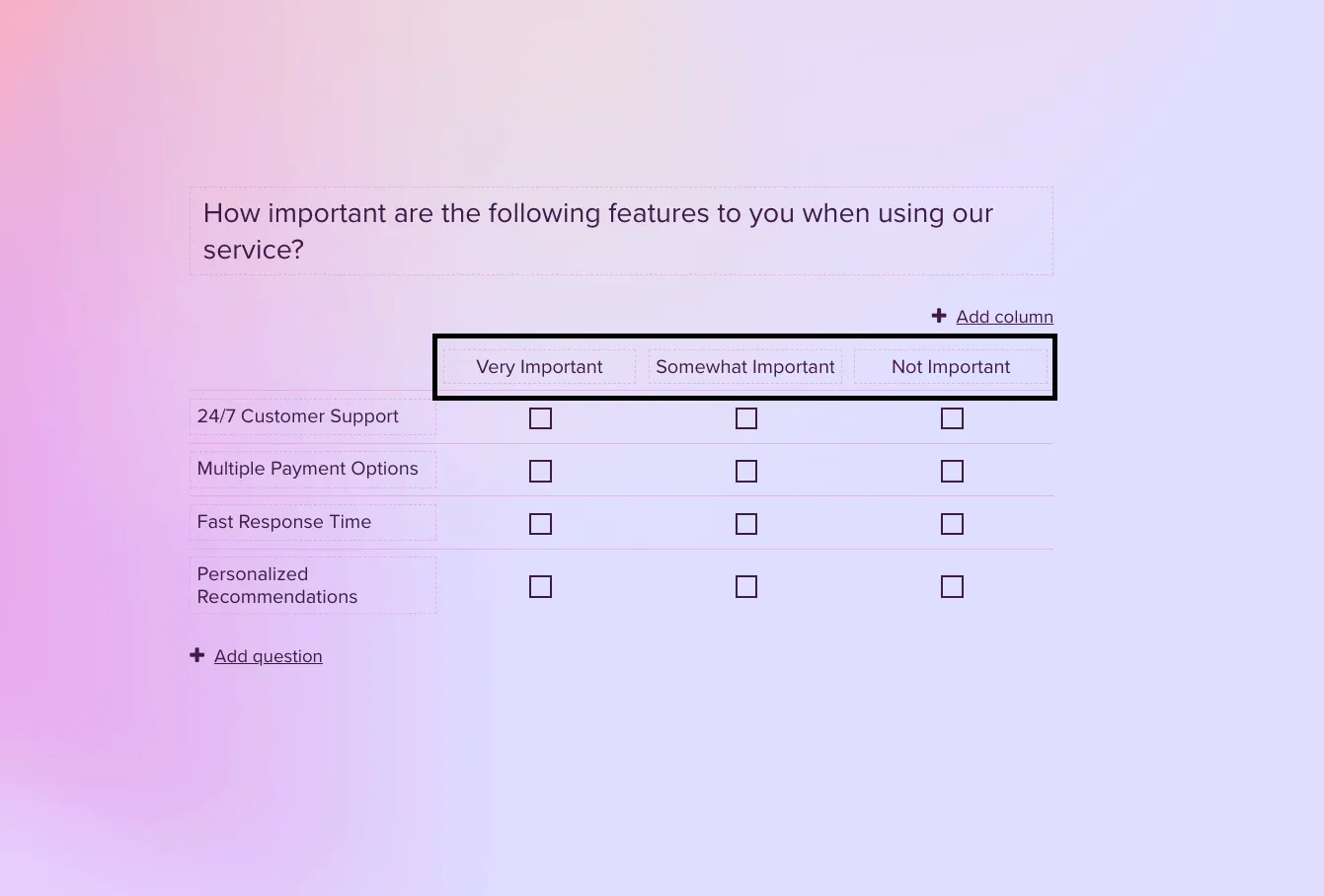 Scale points in matrix