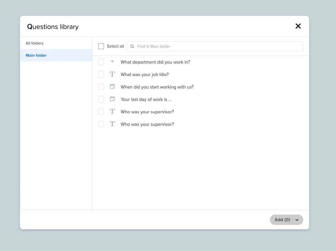 Browse and search the Question Library