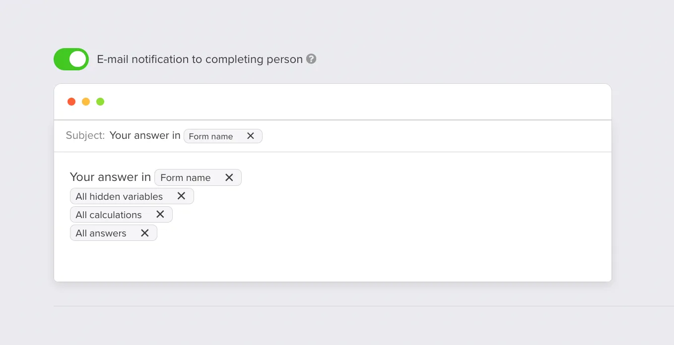 Notification settings for respondent