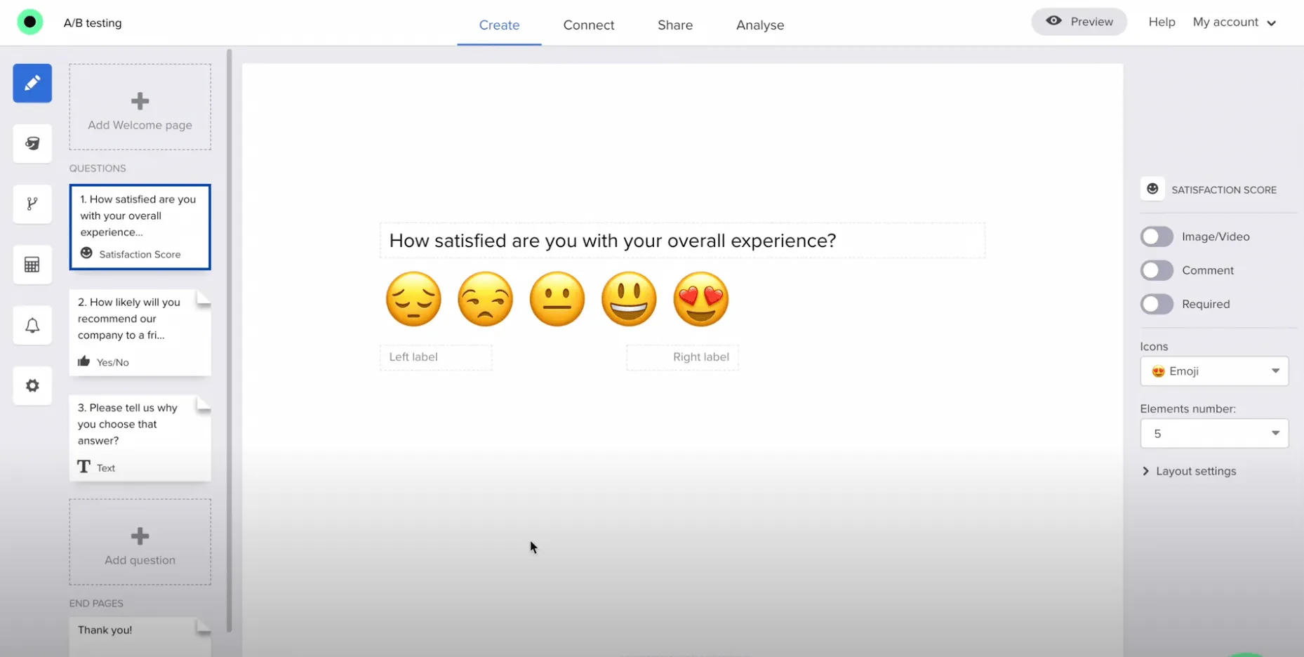 Example survey questions