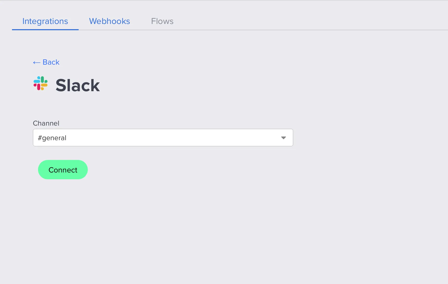 Select Slack channel