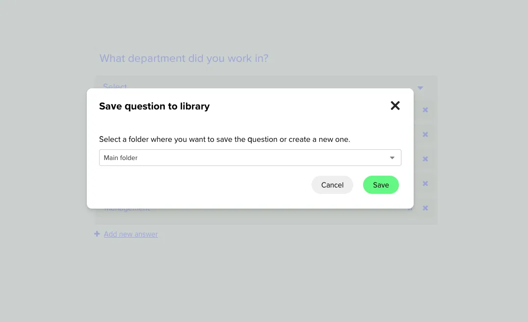 Confirmation that the question was saved to the library