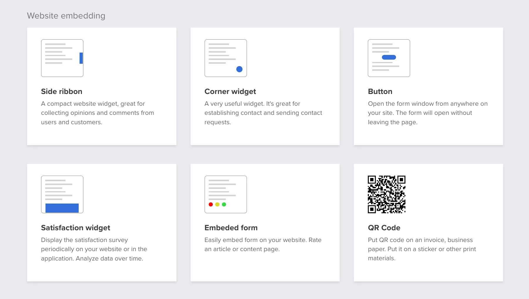 Website embedding options