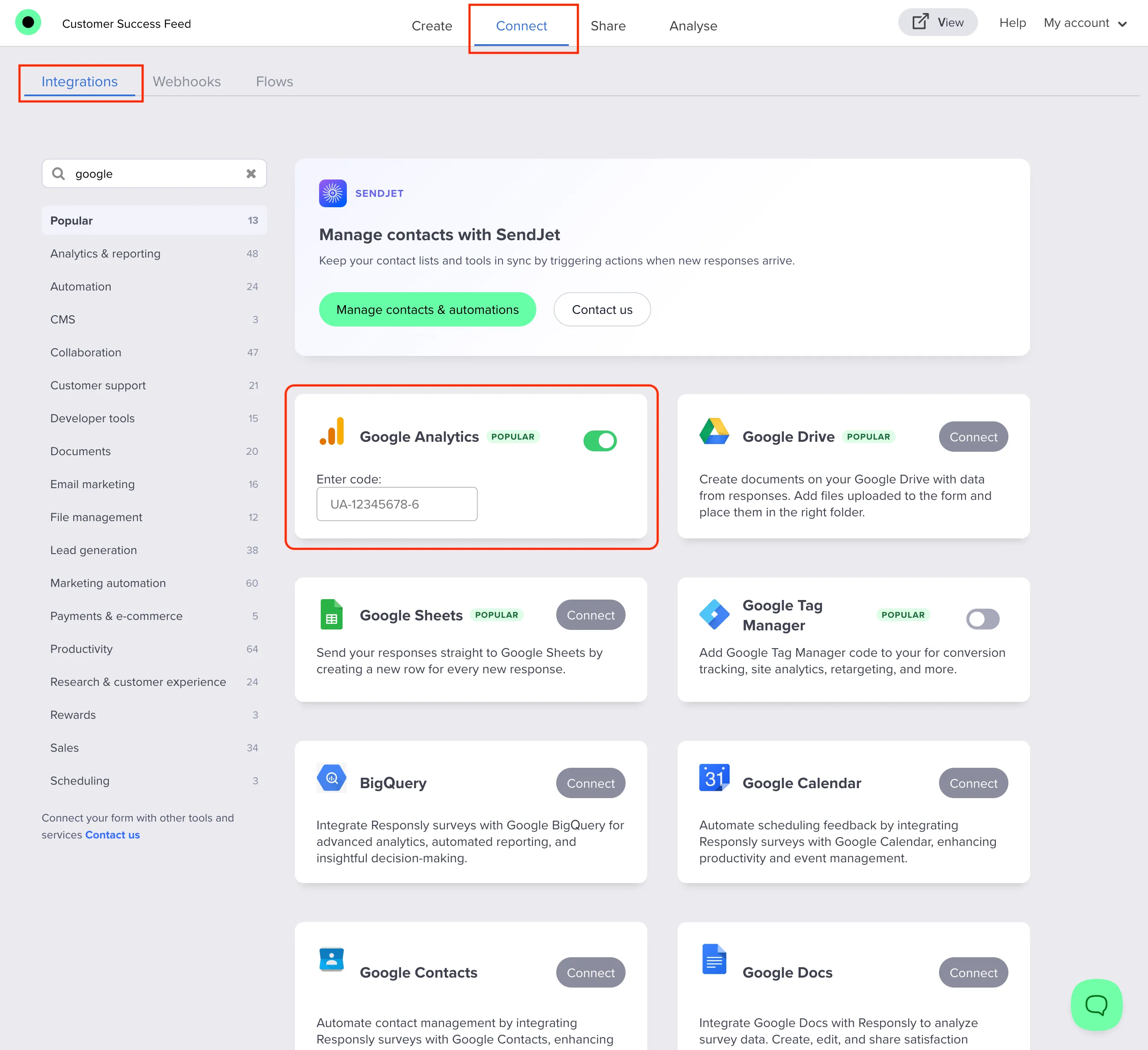 Google Analytics integration