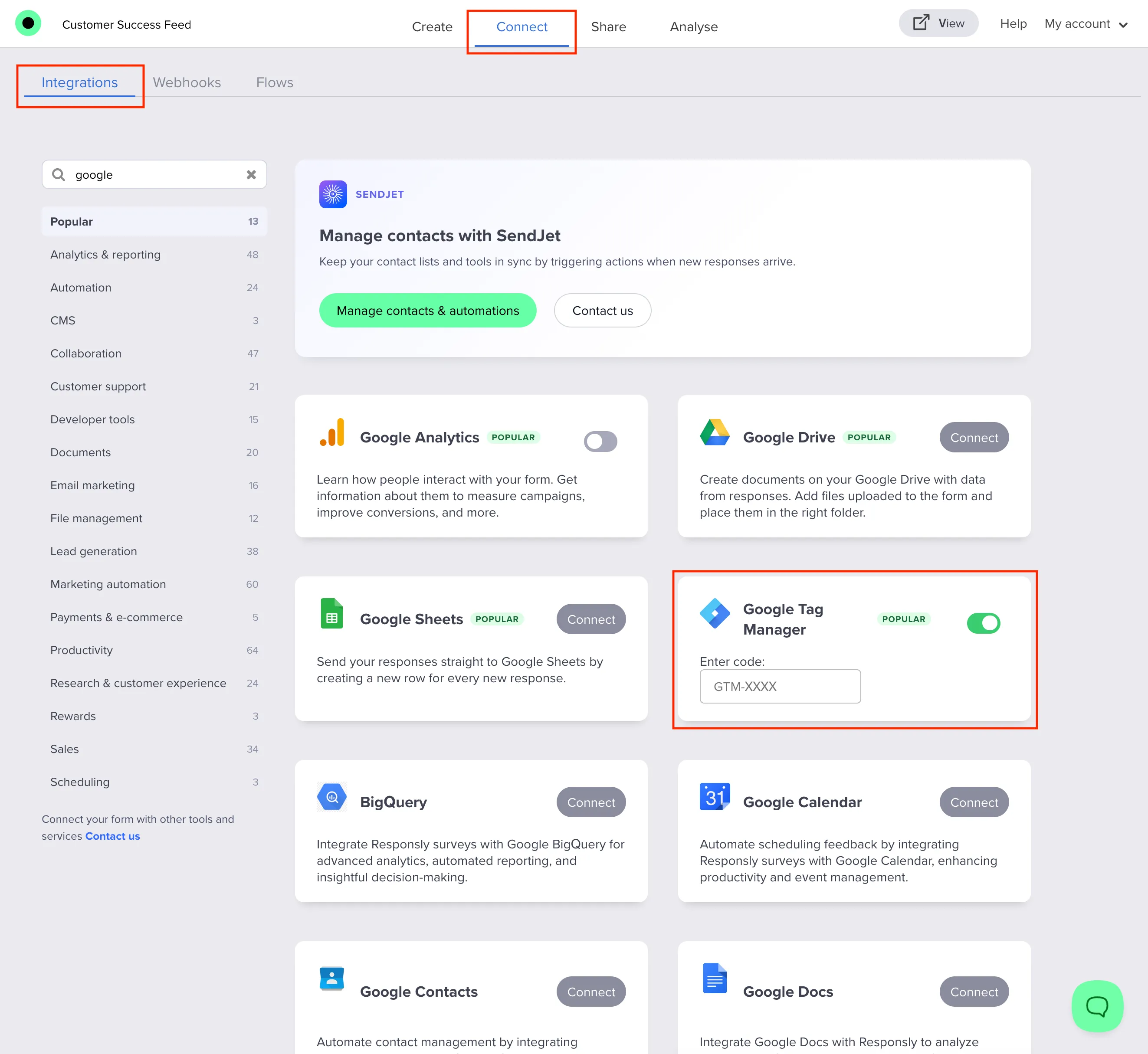 Google Tag Manager integration