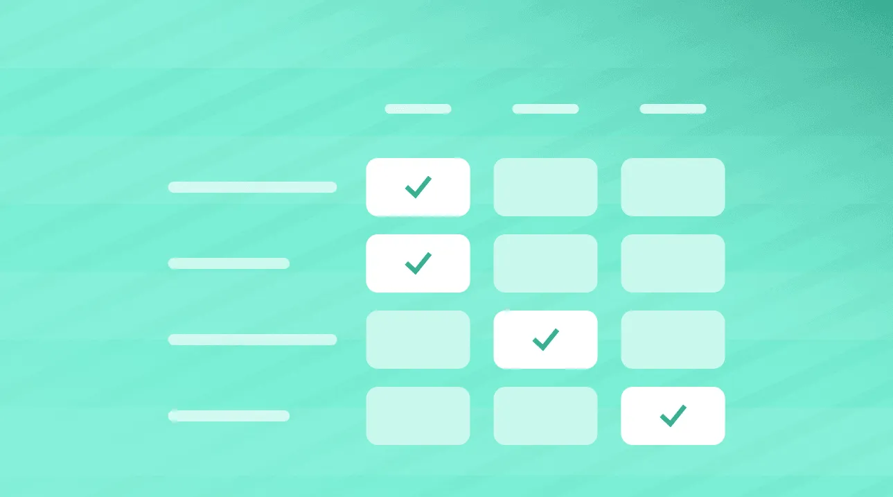 A matrix question grid: four item rows, three response columns, one answer selected in each row