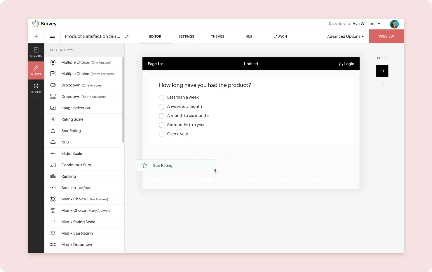 Zoho Survey survey builder