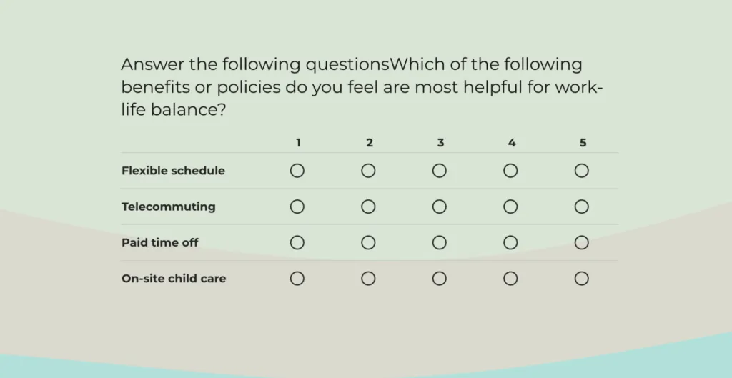 Example question from a work-life balance survey